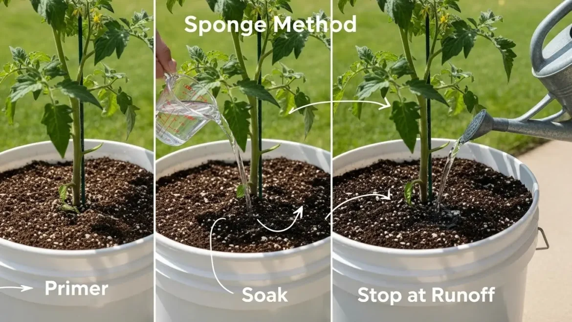 Watering 5-Gallon Bucket Tomatoes
